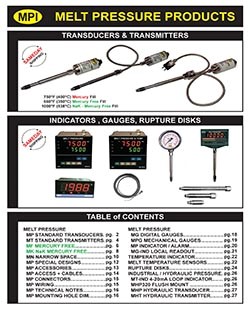 MPI melt pressure catalog