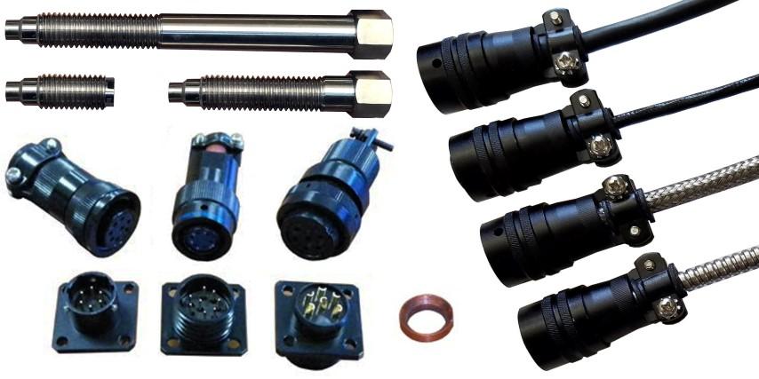 MPI melt pressure transducer cable,  hole plugs, spacers and adaptors