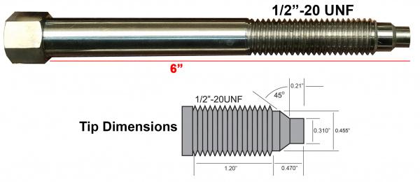 1500psi, 1/2-20UNF, 6